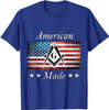 American Made Masonic USA Flag Square Compass Freemason T-Shirt