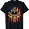 Masonic USA American Flag Skull Square & Compass Freemason T-Shirt