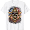 Masonic USA American Flag Skull Square & Compass Freemason T-Shirt