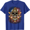 Masonic USA American Flag Skull Square & Compass Freemason T-Shirt