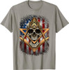 Masonic USA American Flag Skull Square & Compass Freemason T-Shirt