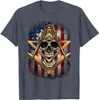 Masonic USA American Flag Skull Square & Compass Freemason T-Shirt