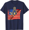 Vintage US Flag Real Mason Square & Compass Masonic T-Shirt