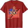 Vintage US Flag Real Mason Square & Compass Masonic T-Shirt