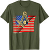 Vintage US Flag Real Mason Square & Compass Masonic T-Shirt