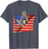 Vintage US Flag Real Mason Square & Compass Masonic T-Shirt