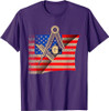 Vintage US Flag Real Mason Square & Compass Masonic T-Shirt