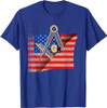 Vintage US Flag Real Mason Square & Compass Masonic T-Shirt