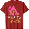 OES Leopard Pink Star Walk By Faith Breast Cancer Awareness T-Shirt