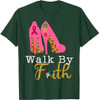 OES Leopard Pink Star Walk By Faith Breast Cancer Awareness T-Shirt