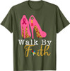 OES Leopard Pink Star Walk By Faith Breast Cancer Awareness T-Shirt
