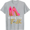 OES Leopard Pink Star Walk By Faith Breast Cancer Awareness T-Shirt