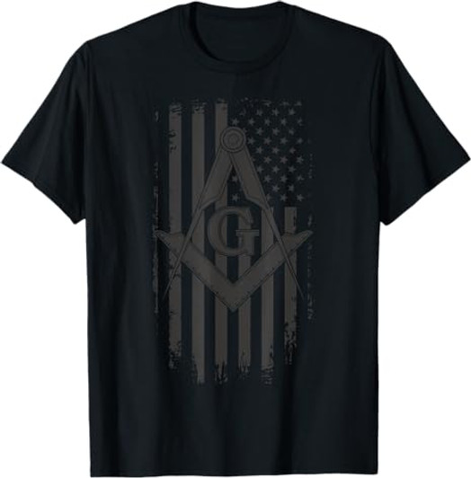 Mens Masonic American Flag Square and Compass - Freemason T-Shirt
