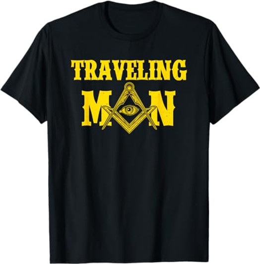 Masonic Freemasonry Fraternal Square Compass Traveling Man T-Shirt