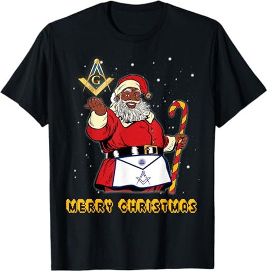 Masonic Santa Claus Mason Apron Merry Christmas And New Year T-Shirt