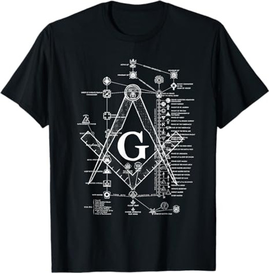 Structure of Freemasonry Square and Compass Diagram T-Shirt