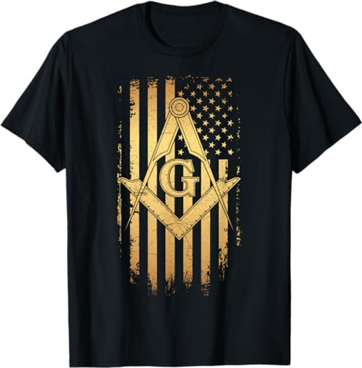 Masonic American Flag Square and Compass - Freemason T-Shirt