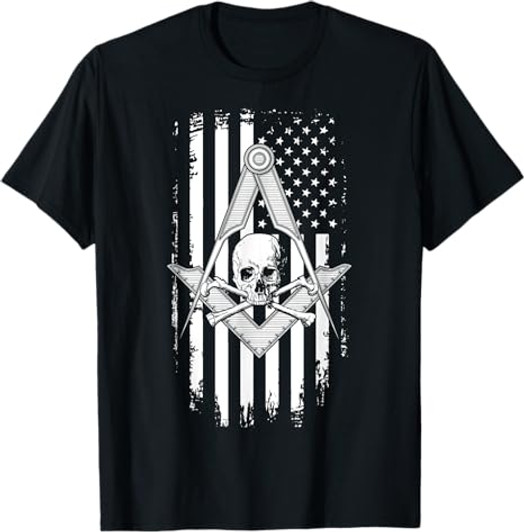 Master Mason American Flag Masonic Skull - Freemason T-Shirt