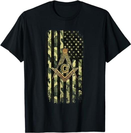 Masonic Camo American Flag - Freemason T-Shirt