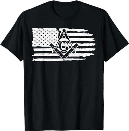 Freemason Masonic Fraternal Freemasonry USA Flag America T-Shirt