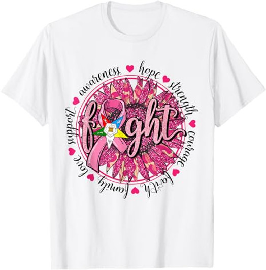 OES Fight Faith Hope Love Support Breast Cancer Awareness T-Shirt