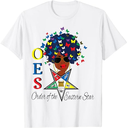 OES Sister Butterfly Afro Hair the Eastern Star Mother's Day T-Shirt