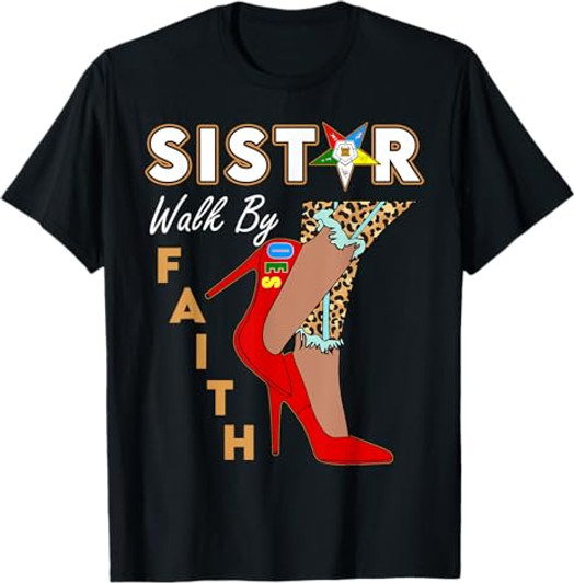 OES SiStar Leopard Walk By Faith Eastern Star Thanksgiving T-Shirt