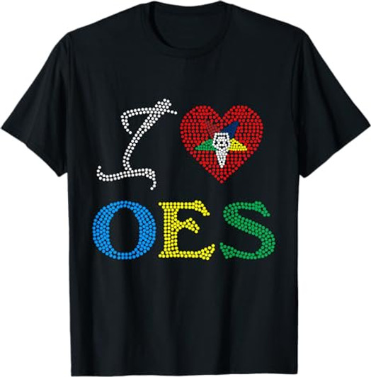 I Love Heart OES Dot Print Beautiful Order the Eastern Star T-Shirt