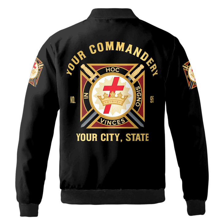 Customize Name Masonic Knights Templar Commandery Freemasonry Bomber Jacket S-5XL