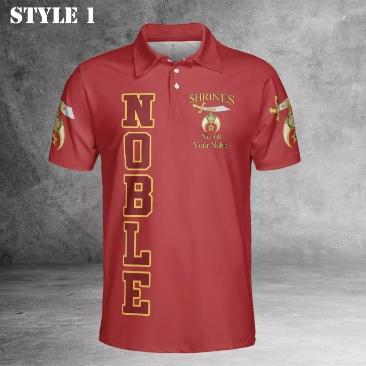 Custom Name Temple Shriners Noble Freemason HOJ 3D Polo Shirt Size S - 5XL