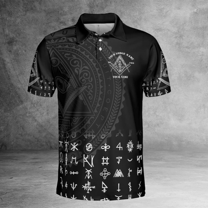 Custom Lodge Name Freemason Tatto 3D Polo Shirt Size S-5XL