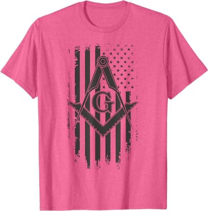 Mens Masonic American Flag Square and Compass - Freemason T-Shirt