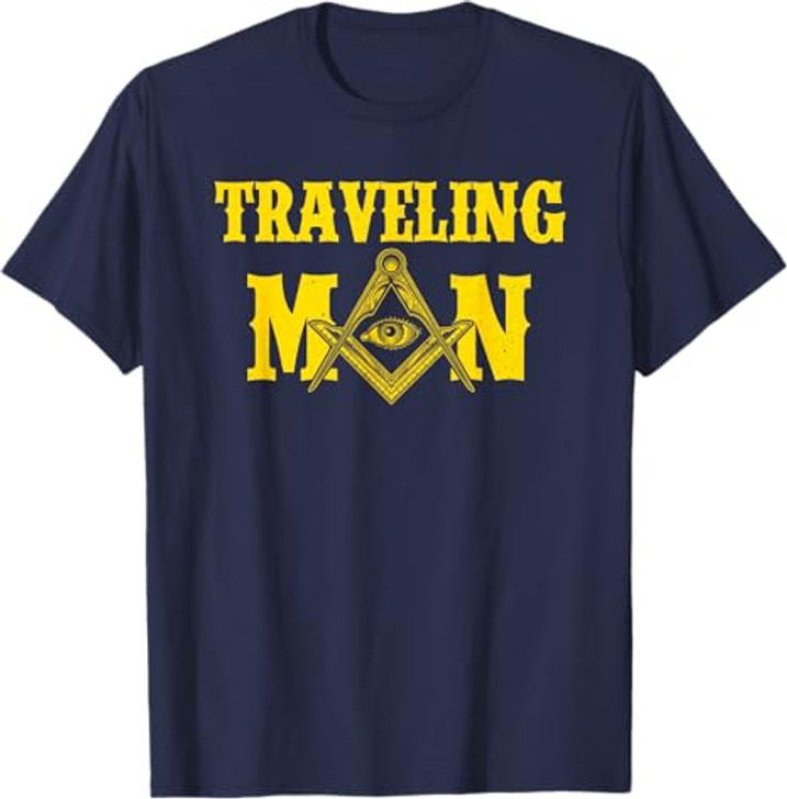 Masonic Freemasonry Fraternal Square Compass Traveling Man T-Shirt