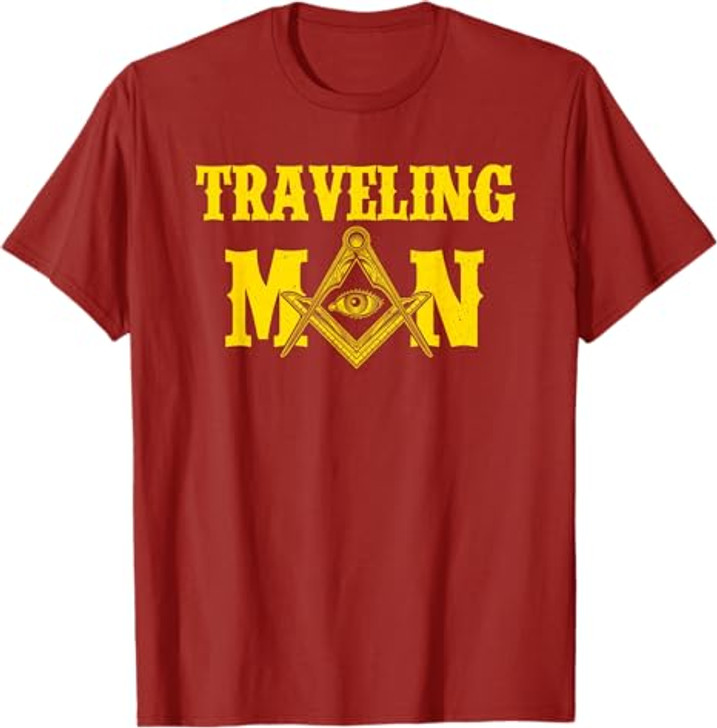 Masonic Freemasonry Fraternal Square Compass Traveling Man T-Shirt