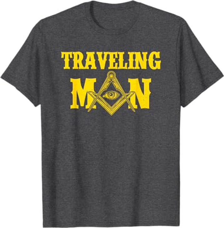 Masonic Freemasonry Fraternal Square Compass Traveling Man T-Shirt