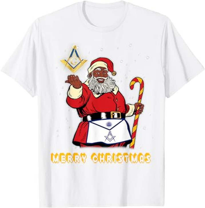 Masonic Santa Claus Mason Apron Merry Christmas And New Year T-Shirt