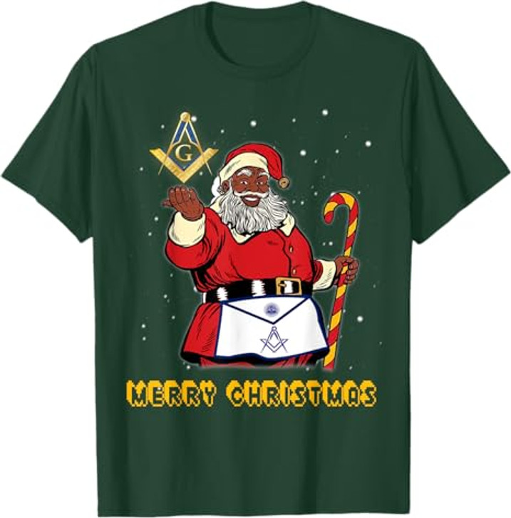Masonic Santa Claus Mason Apron Merry Christmas And New Year T-Shirt