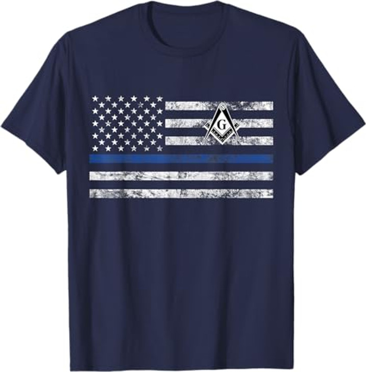 Masonic Police Thin Blue Line Flag Mason T-Shirt