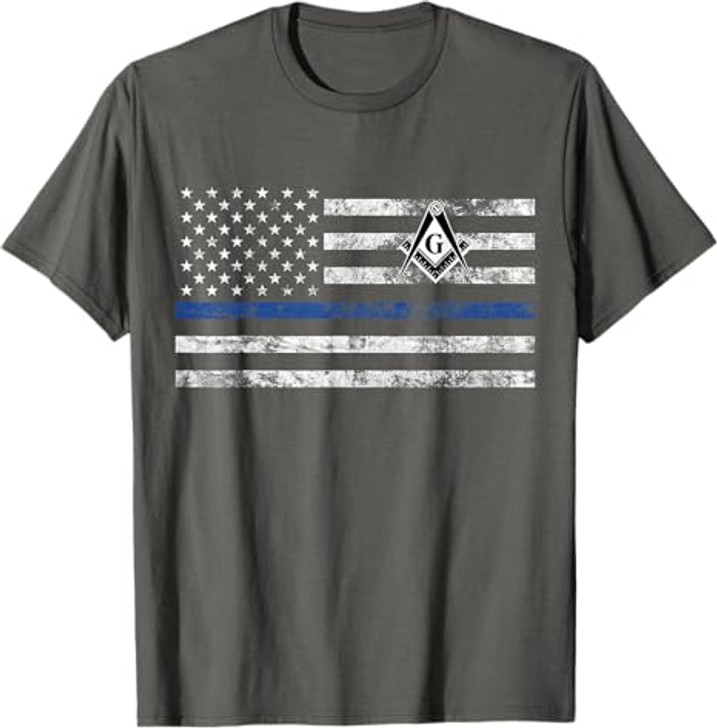 Masonic Police Thin Blue Line Flag Mason T-Shirt