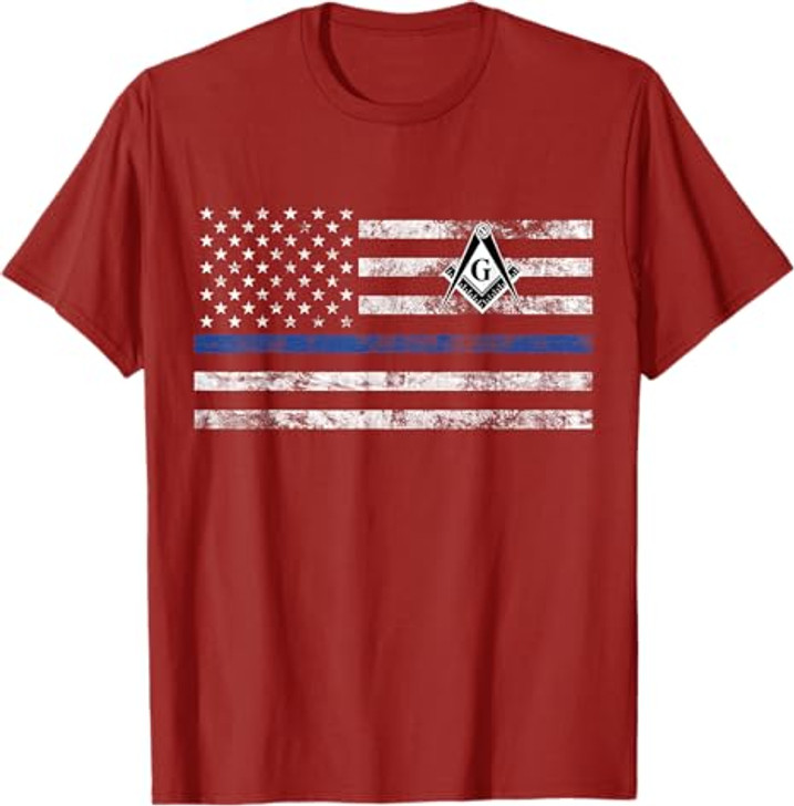 Masonic Police Thin Blue Line Flag Mason T-Shirt