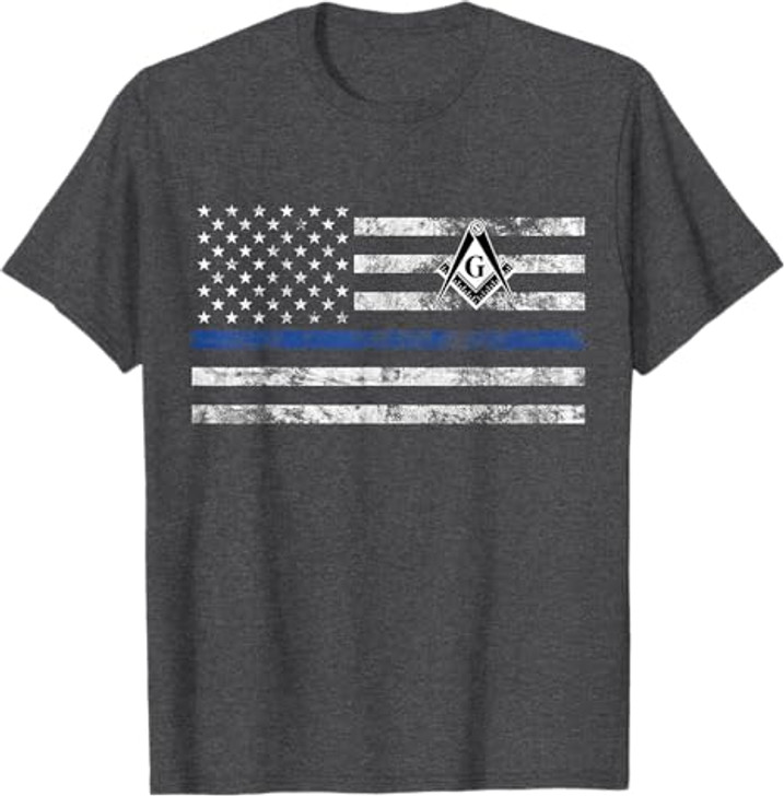 Masonic Police Thin Blue Line Flag Mason T-Shirt