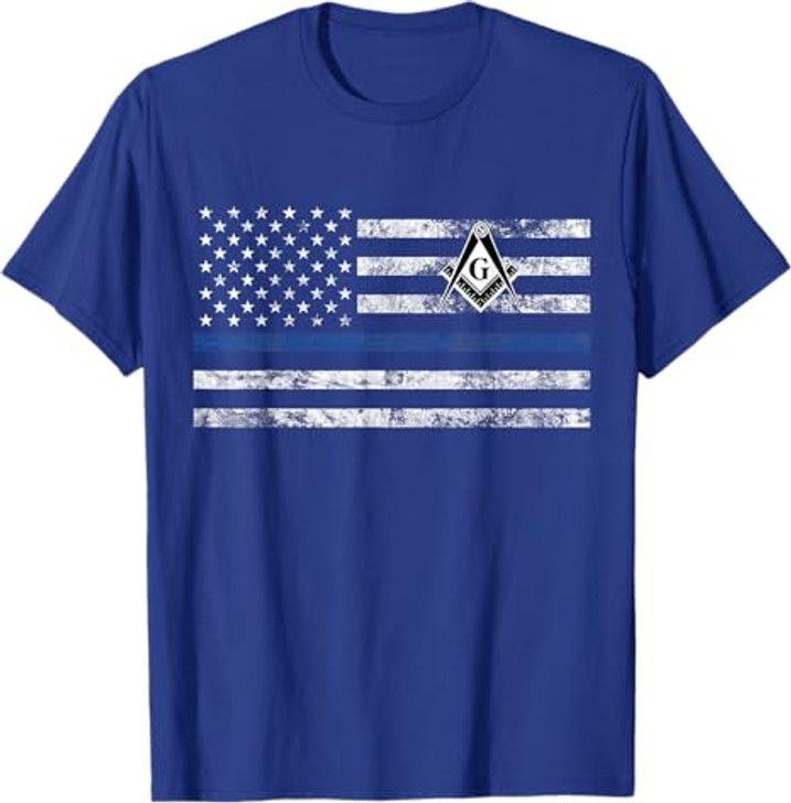 Masonic Police Thin Blue Line Flag Mason T-Shirt