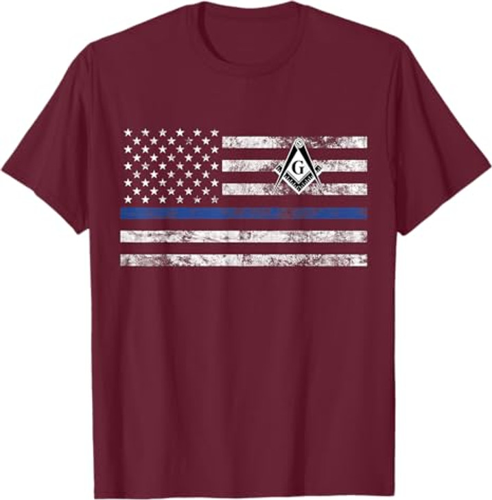 Masonic Police Thin Blue Line Flag Mason T-Shirt