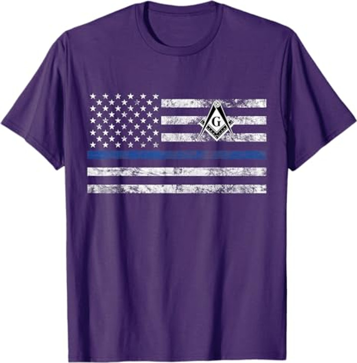 Masonic Police Thin Blue Line Flag Mason T-Shirt