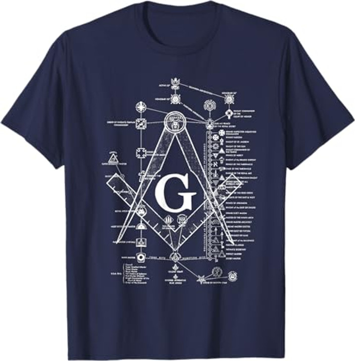 Structure of Freemasonry Square and Compass Diagram T-Shirt