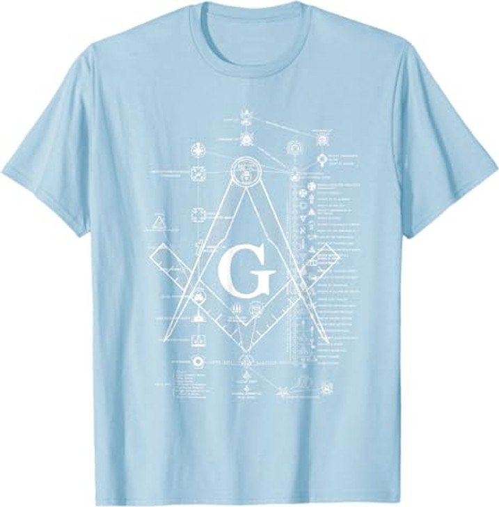 Structure of Freemasonry Square and Compass Diagram T-Shirt