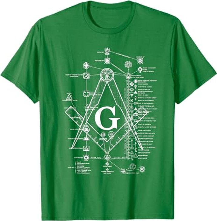 Structure of Freemasonry Square and Compass Diagram T-Shirt
