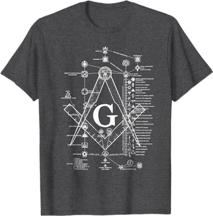 Structure of Freemasonry Square and Compass Diagram T-Shirt