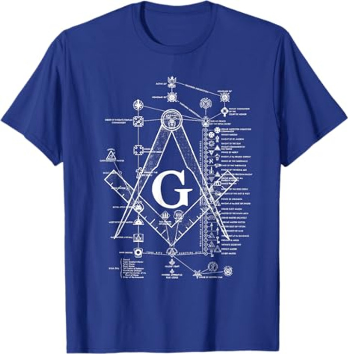 Structure of Freemasonry Square and Compass Diagram T-Shirt