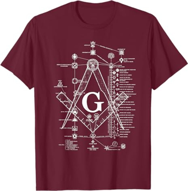 Structure of Freemasonry Square and Compass Diagram T-Shirt